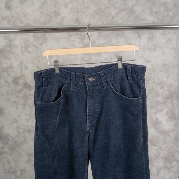 Vintage Levis Corduroy Pants | Navy Blue Corduroy Pants | 34 x 32 | Straight Leg - Picture 3 of 6